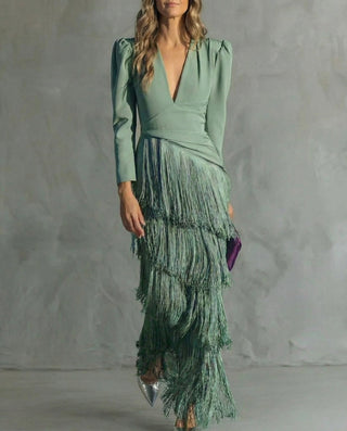 Emma Martin | Flowy V-Neck Long Sleeve Dress For Women