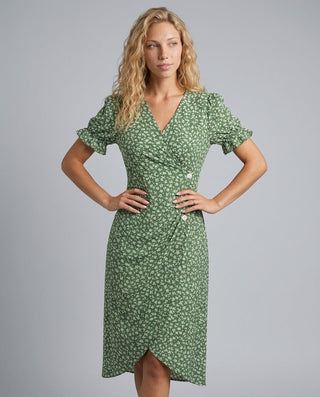 Chloe Harrington | Floral Ruffle Sleeve Midi Dress For Women