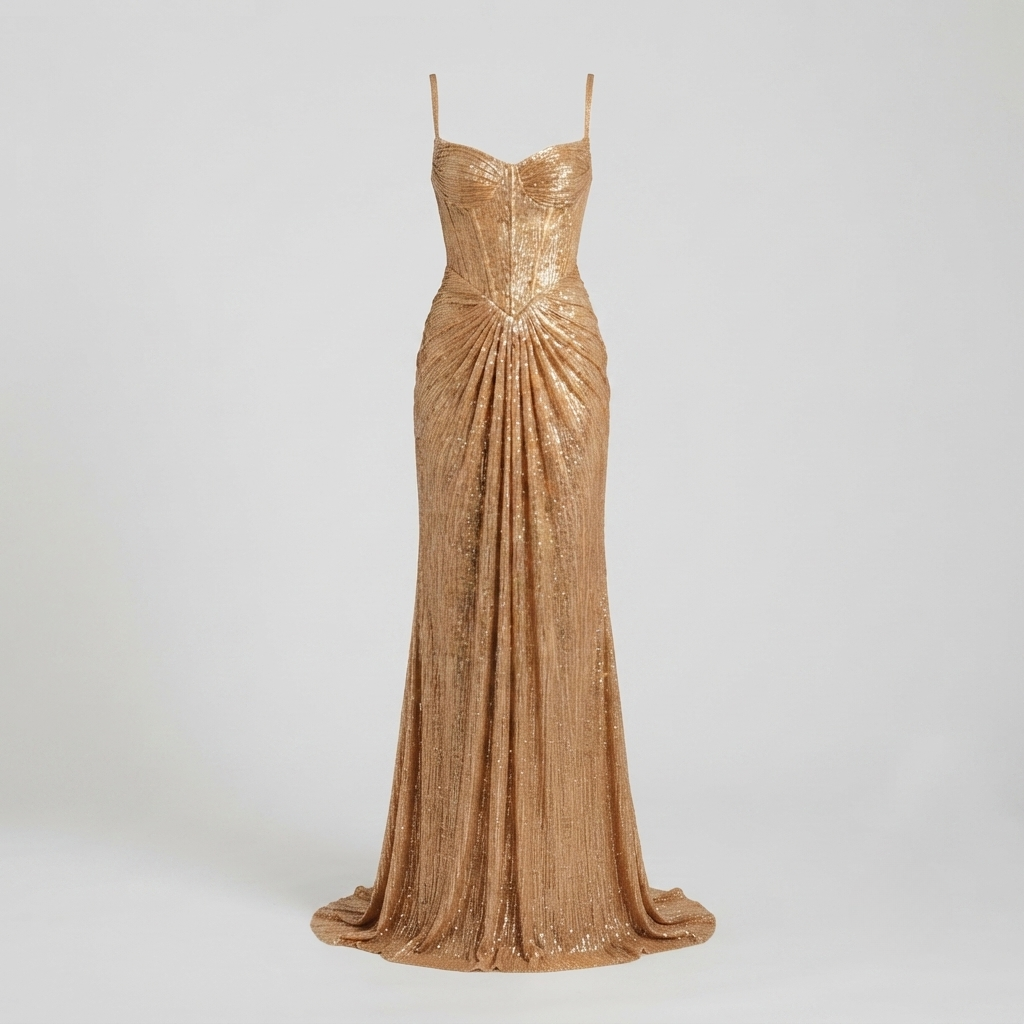 Imogen Sutton | Gold Metallic Corset Maxi Dress For Women