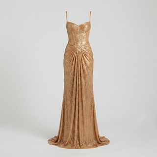 Imogen Sutton | Gold Metallic Corset Maxi Dress For Women