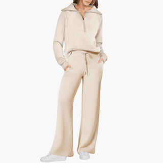 Tara Mitchell | Zip-Up Hoodie Wide Leg Lounge Set For Women