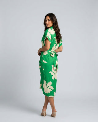 Brooke Callaway | Belted Short Sleeve Midi Shirt Dress For Women