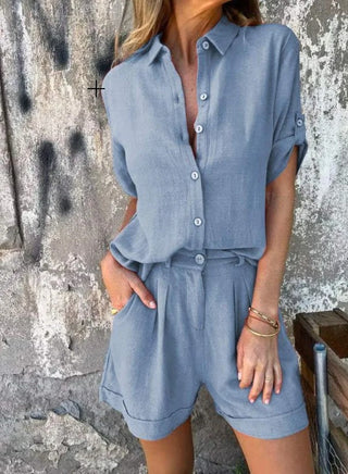 Brooke Henley | Linen Shorts & Shirt Set For Women