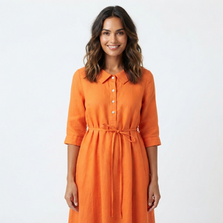 Matilda Clarke | Linen Midi Dress with Tie Waist For Women