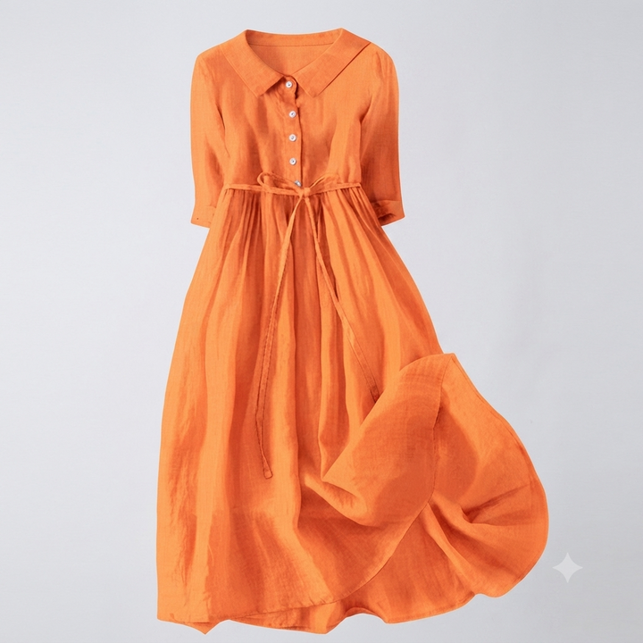 Matilda Clarke | Linen Midi Dress with Tie Waist For Women