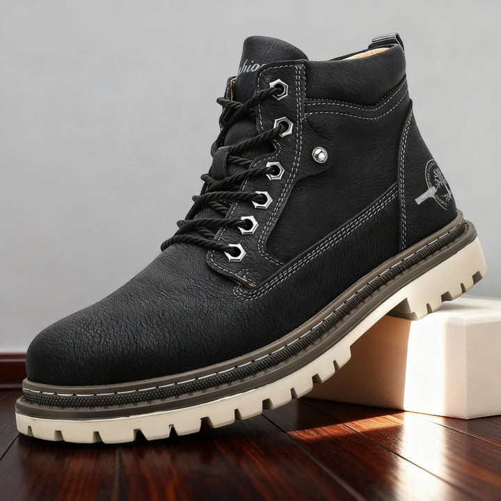 Callum Wright | Men's Leather Ankle Work Boots Lace-Up Anti-Slip Cushioned For Men