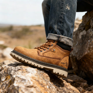 Callum Wright | Men's Leather Ankle Work Boots Lace-Up Anti-Slip Cushioned For Men