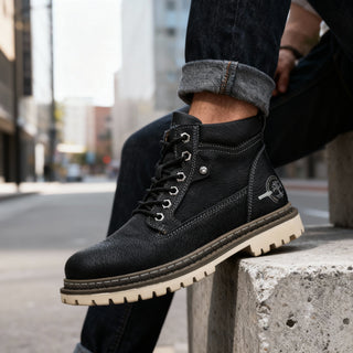 Callum Wright | Men's Leather Ankle Work Boots Lace-Up Anti-Slip Cushioned For Men