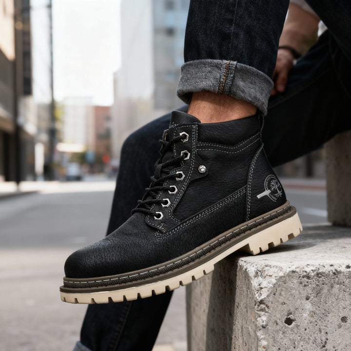 Callum Wright | Men's Leather Ankle Work Boots Lace-Up Anti-Slip Cushioned For Men