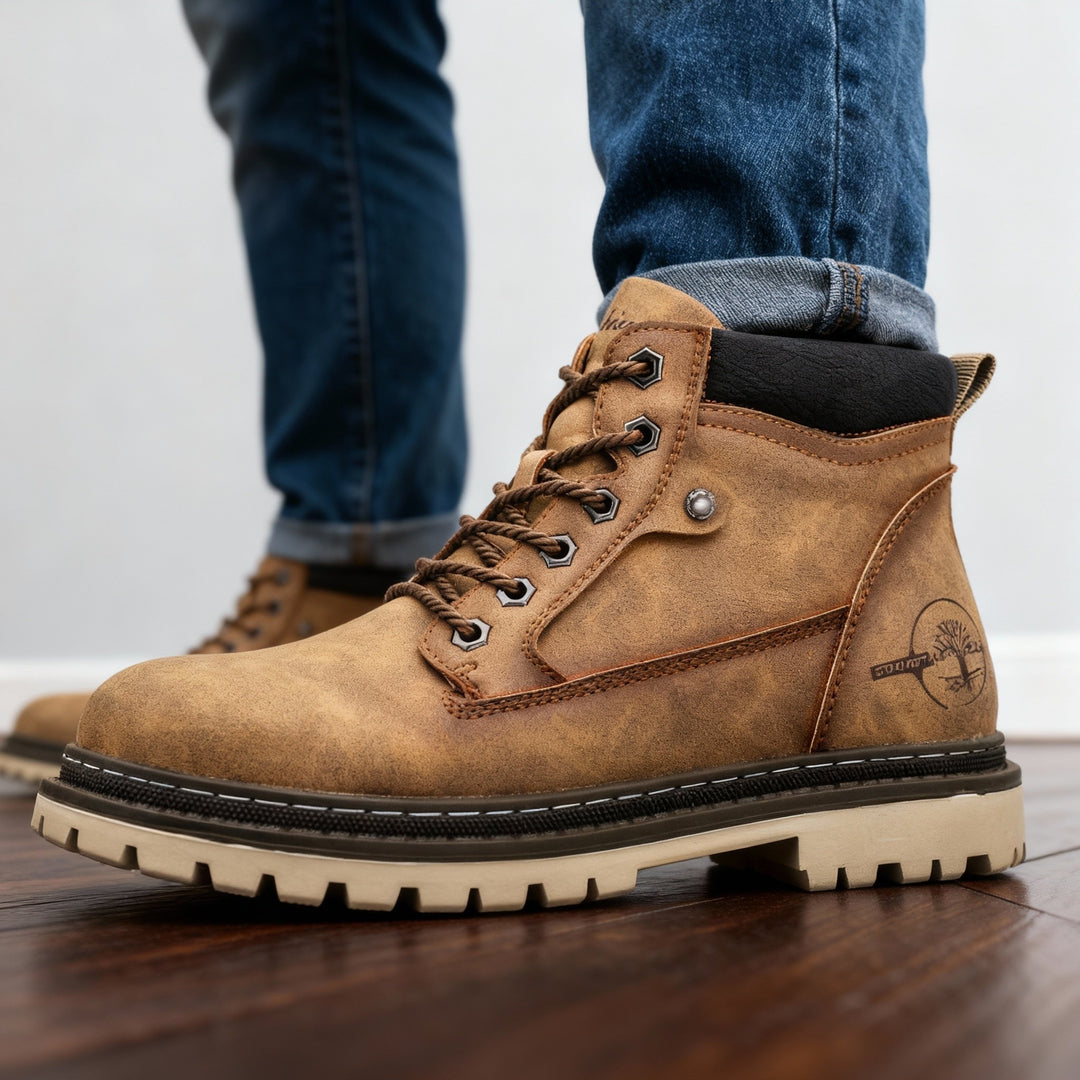 Callum Wright | Men's Leather Ankle Work Boots Lace-Up Anti-Slip Cushioned For Men