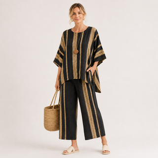Imogen Walsh | Striped Linen-Blend Two-Piece Set For Women