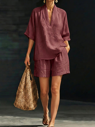 Zoe Mitchell | Linen Two-Piece Shorts Set For Women