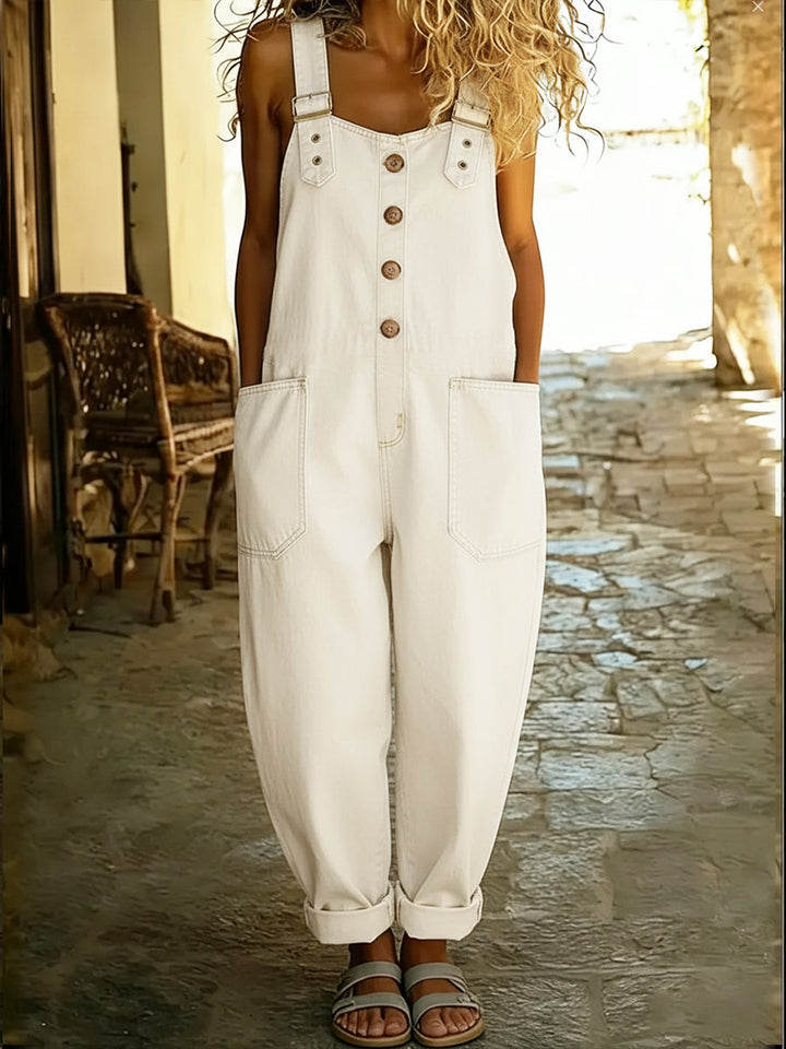 Brooke Sullivan | Wide Leg Denim Overall Jumpsuit For Women
