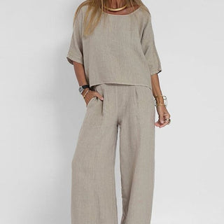 Hannah Young | Relaxed Linen-Blend Wide Leg Pants Set For Women