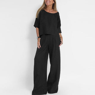 Hannah Young | Relaxed Linen-Blend Wide Leg Pants Set For Women