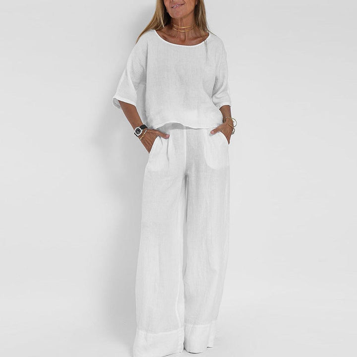 Hannah Young | Relaxed Linen-Blend Wide Leg Pants Set For Women