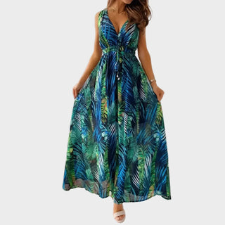 Isla Robertson | Tropical Floral V-Neck Maxi Dress For Women