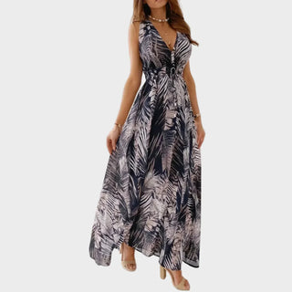 Isla Robertson | Tropical Floral V-Neck Maxi Dress For Women