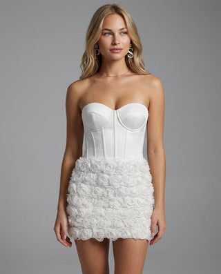 Sophie Alderton | Strapless 3D Floral Corset Mini Dress For Women