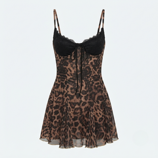 Ruby Aldridge | Lace Leopard Print Slip Mini Dress For Women