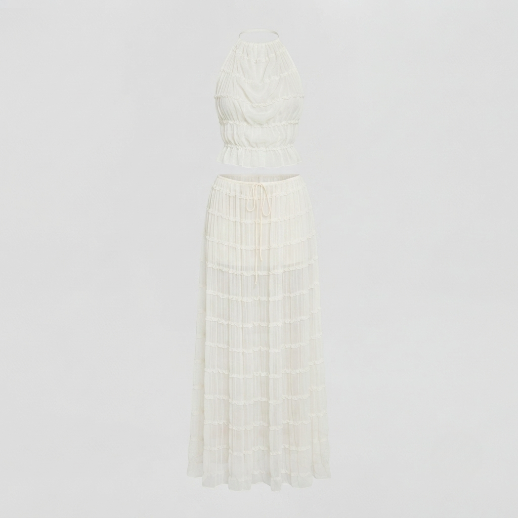 Ruby Collins | Ruffle Crop Top & Maxi Skirt Set For Women