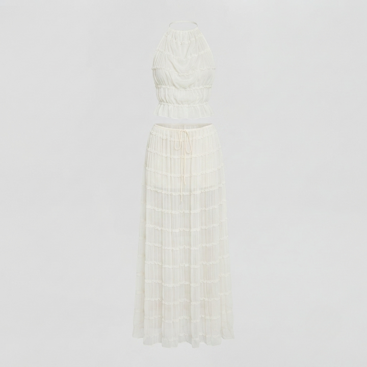 Ruby Collins | Ruffle Crop Top & Maxi Skirt Set For Women