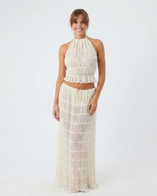 Ruby Collins | Ruffle Crop Top & Maxi Skirt Set For Women