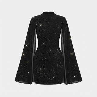Ruby Turner | Glitter Cape Sleeve Mini Dress For Women