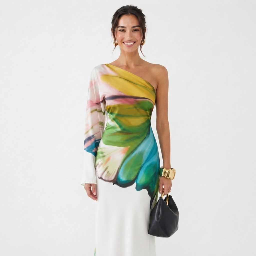 Sienna Crawford | One-Shoulder Printed Maxi Dress For Women
