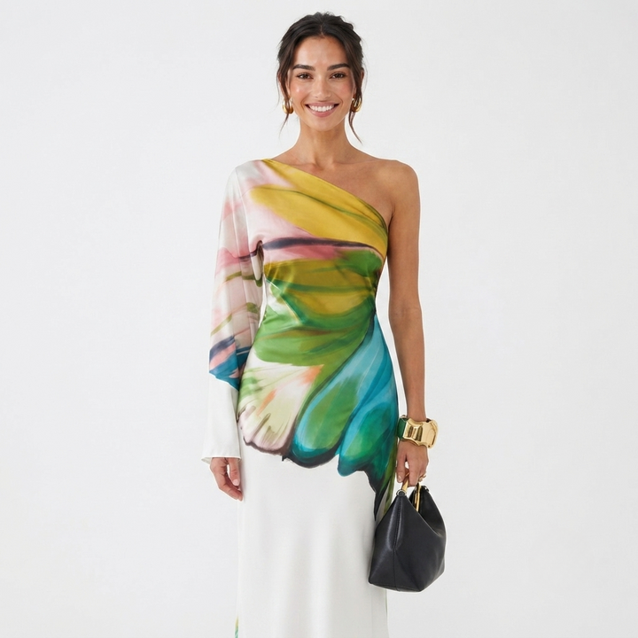 Sienna Crawford | One-Shoulder Printed Maxi Dress For Women
