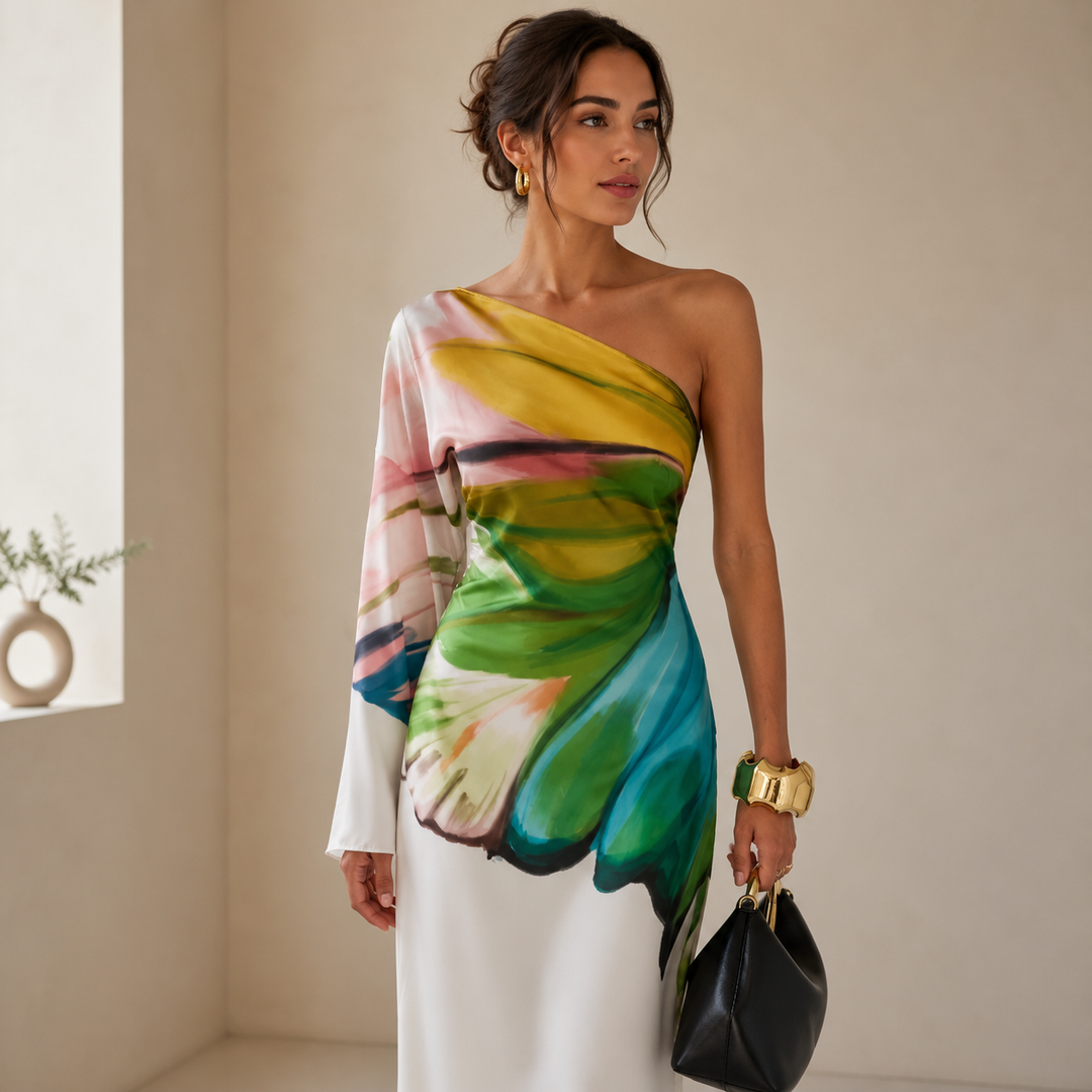 Sienna Crawford | One-Shoulder Printed Maxi Dress For Women