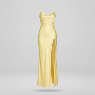 Sienna Donovan | Satin Halter Neck Slit Maxi Dress For Women