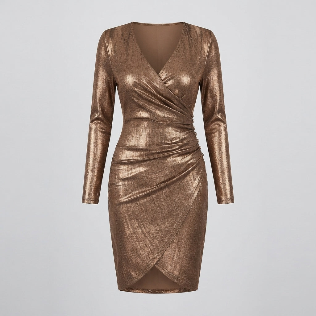 Sienna Weston | Metallic Wrap Mini Dress For Women