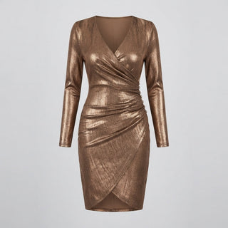 Sienna Weston | Metallic Wrap Mini Dress For Women