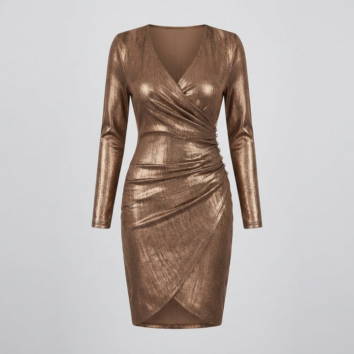 Sienna Weston | Metallic Wrap Mini Dress For Women