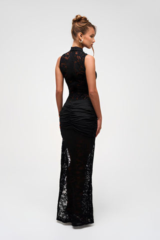 Jade Morrison | Sleeveless Lace Slit Evening Maxi Dress For Women