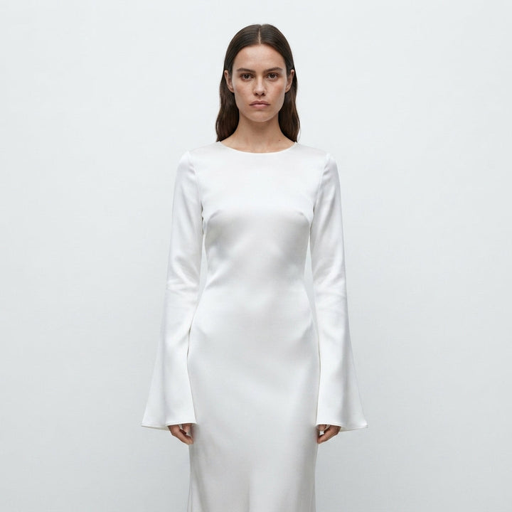 Sophia Alderton | Long Sleeve Satin Maxi Wedding Dress For Women
