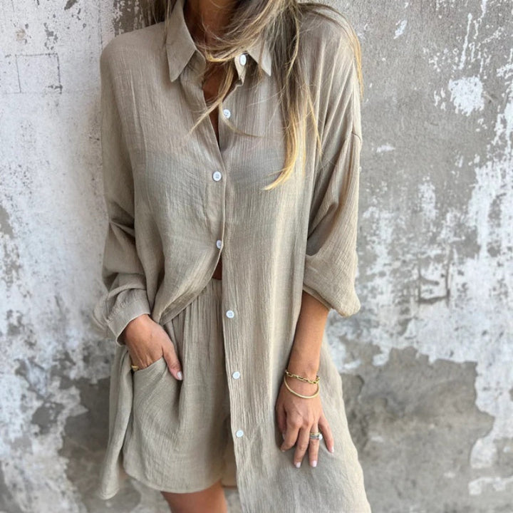 Brooke Lawson | Linen-Look Shirt & Shorts Set For Women