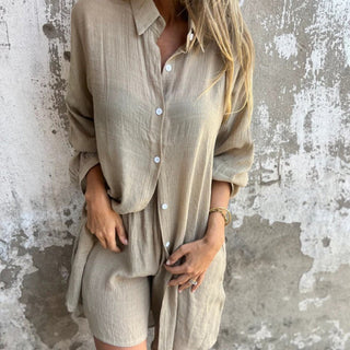 Brooke Lawson | Linen-Look Shirt & Shorts Set For Women