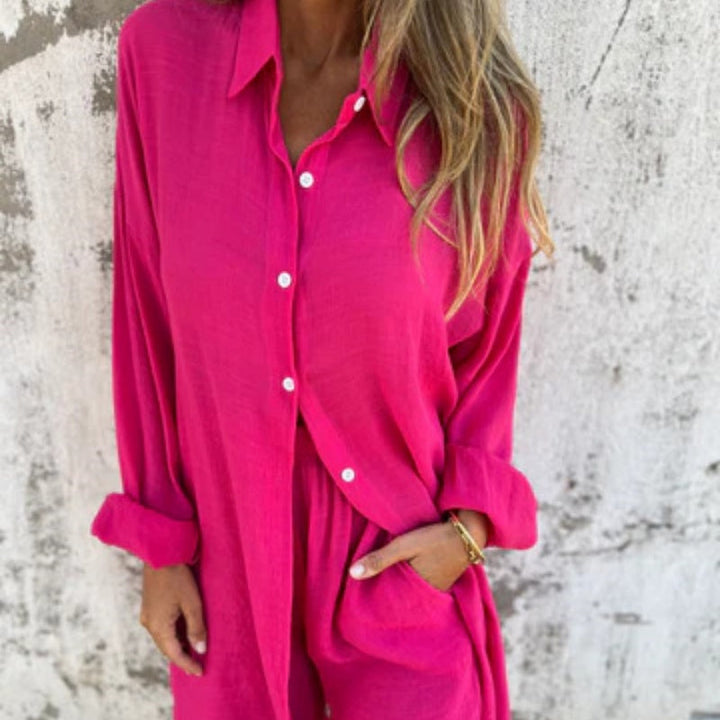 Brooke Lawson | Linen-Look Shirt & Shorts Set For Women