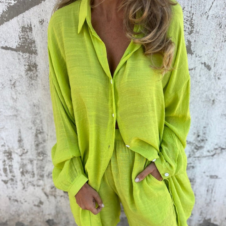 Brooke Lawson | Linen-Look Shirt & Shorts Set For Women