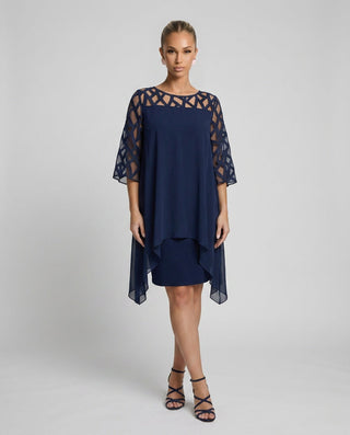 Ava Harrington | Mesh Sleeve Cape Mini Dress For Women