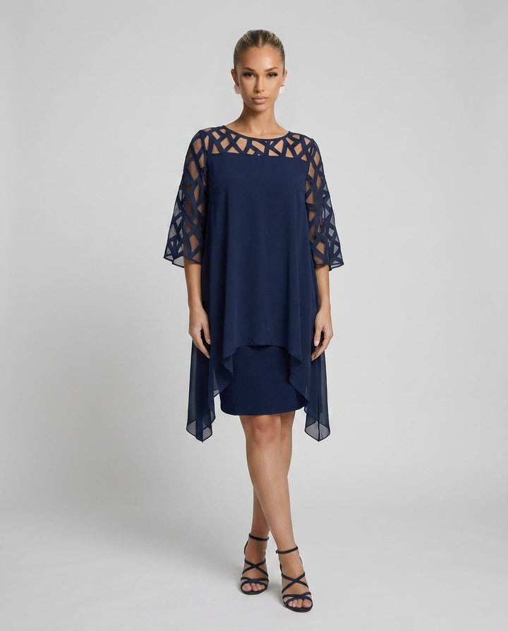 Ava Harrington | Mesh Sleeve Cape Mini Dress For Women