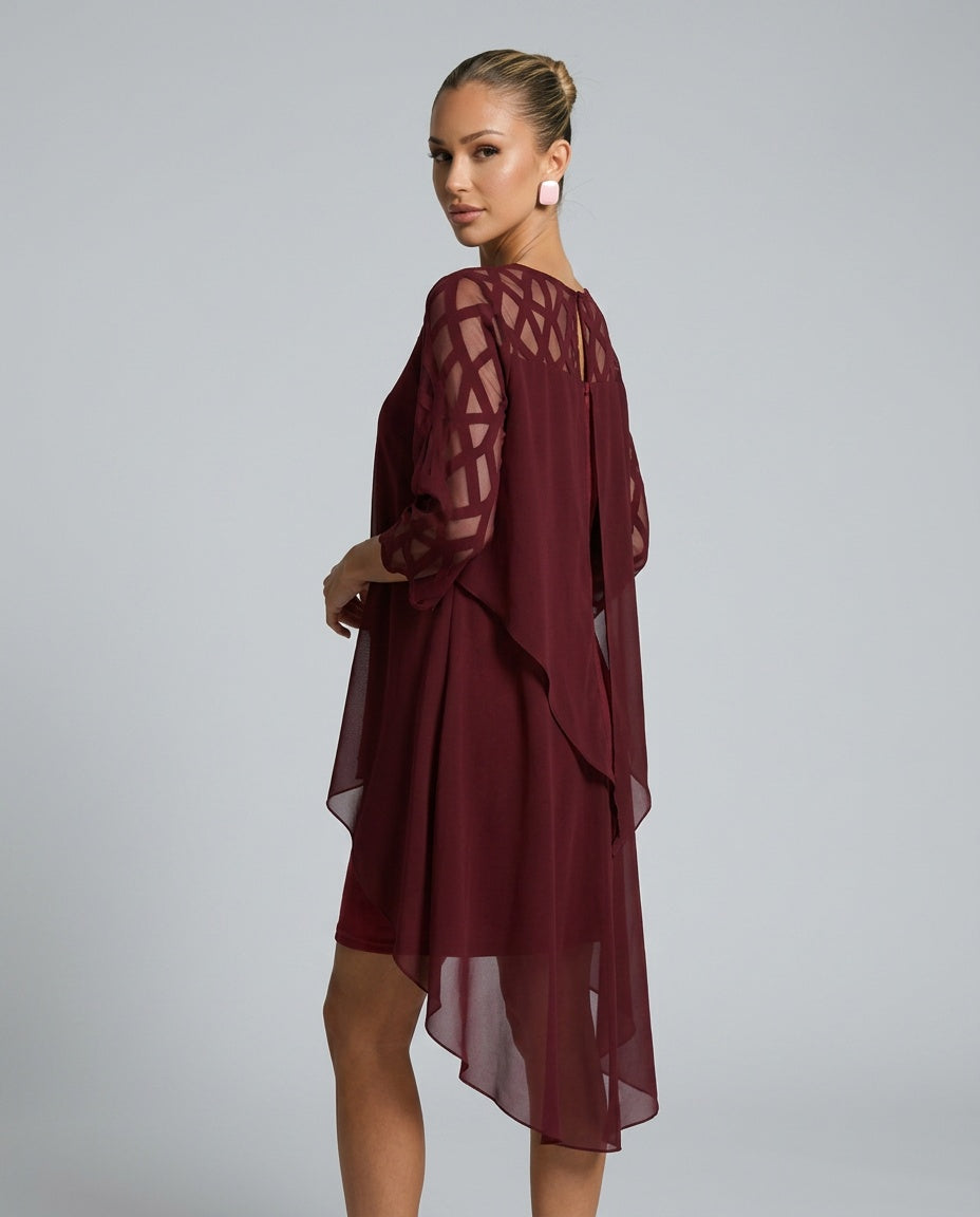 Ava Harrington | Mesh Sleeve Cape Mini Dress For Women