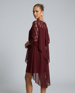 Ava Harrington | Mesh Sleeve Cape Mini Dress For Women