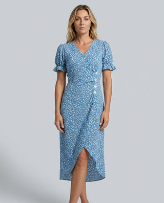 Chloe Harrington | Floral Ruffle Sleeve Midi Dress For Women