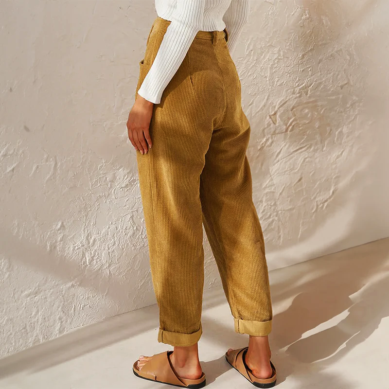 Lucy Stewart | High Waist Corduroy Wide Leg Pants For Women