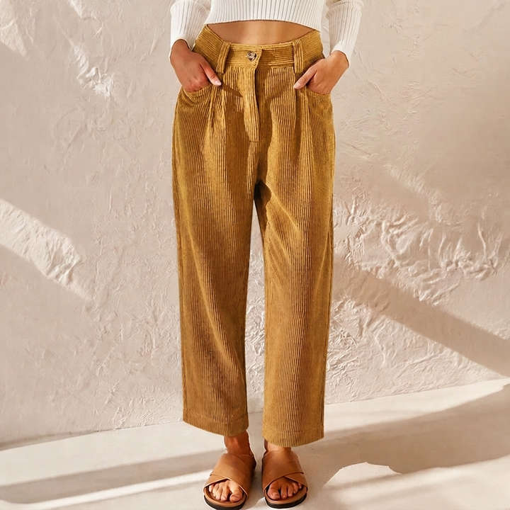 Lucy Stewart | High Waist Corduroy Wide Leg Pants For Women
