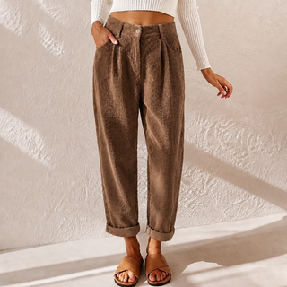 Lucy Stewart | High Waist Corduroy Wide Leg Pants For Women