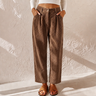 Lucy Stewart | High Waist Corduroy Wide Leg Pants For Women